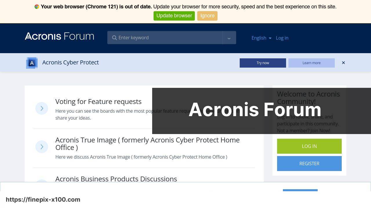 https://forum.acronis.com/ screenshot