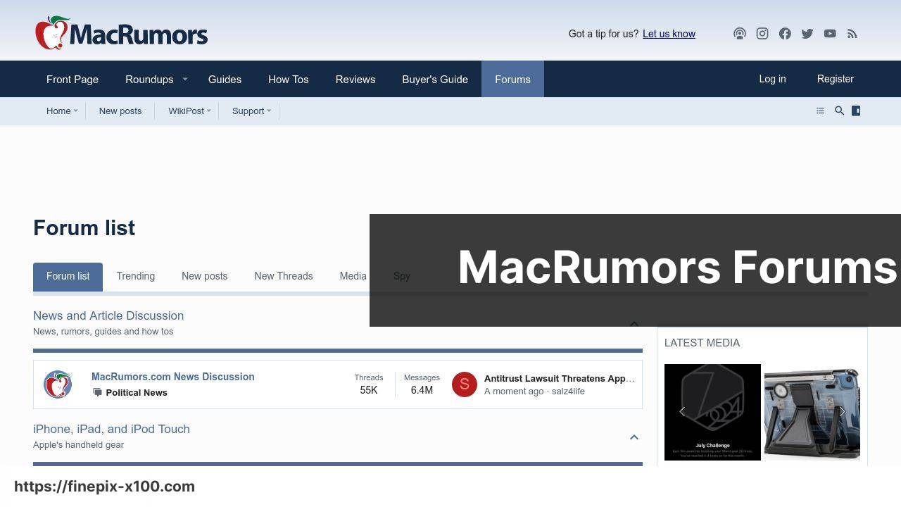 https://forums.macrumors.com/ screenshot